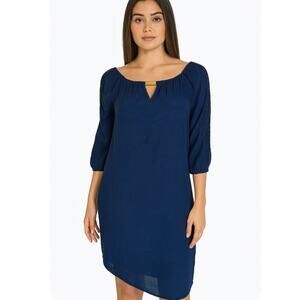 Indigo Rose navy blue boxy fit 3/4 sleeve knee length lightweight dress SZ M